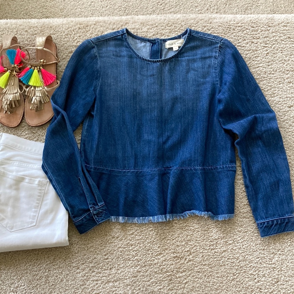 Cloth & Stone Long Sleeve Peplum Blouse - Picture 1 of 7